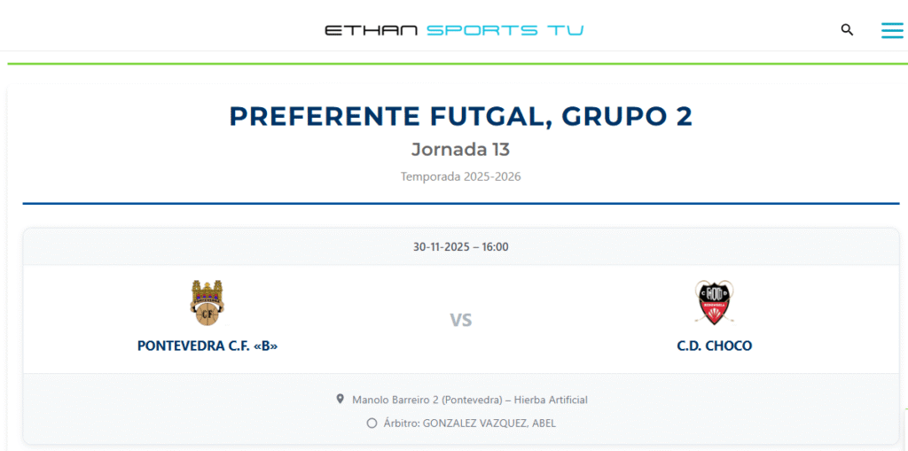 Grupo 5 Primera FUTGAL Galicia de Fútbol Aficionado 2024-2025 3 Jornada 13 Preferente Grupo 2