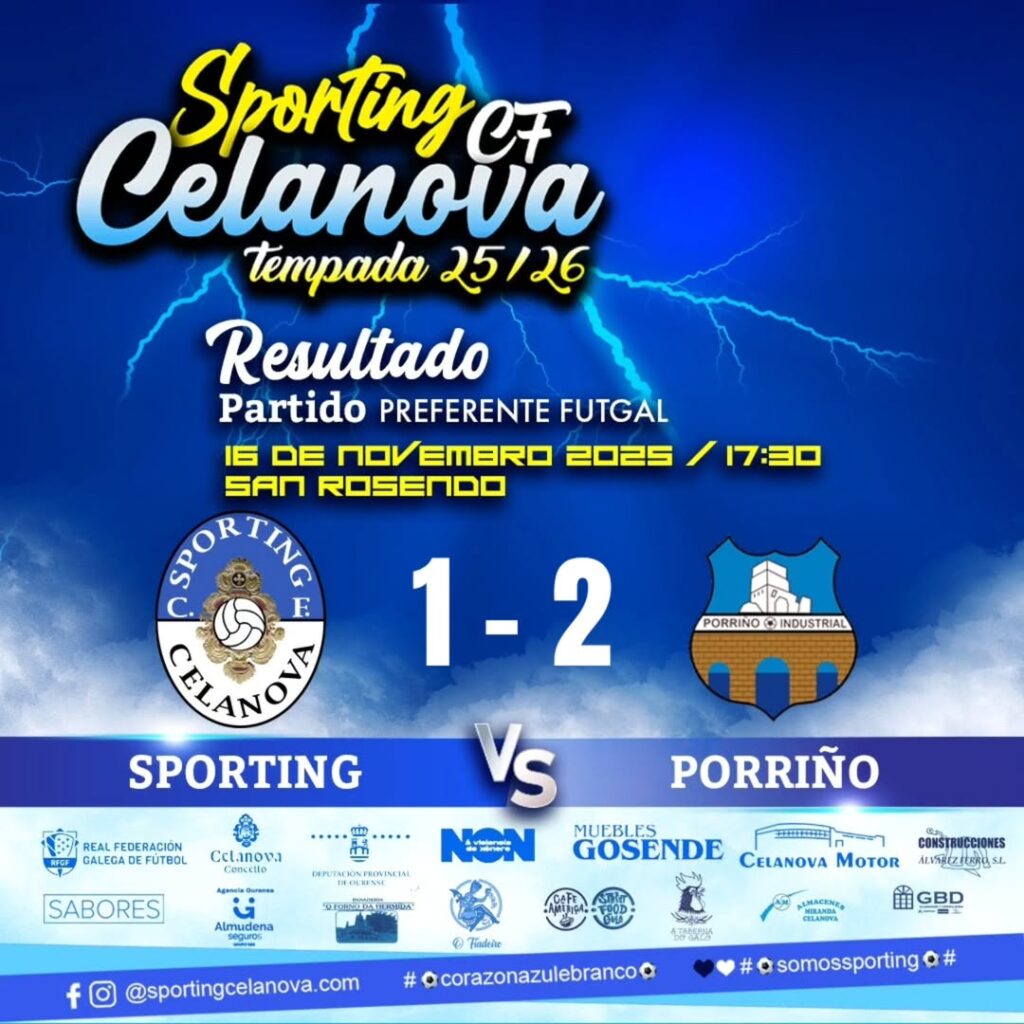 Sporting Celanova 1 Porriño Industrial FC 2 Preferente G2 Jornada 11