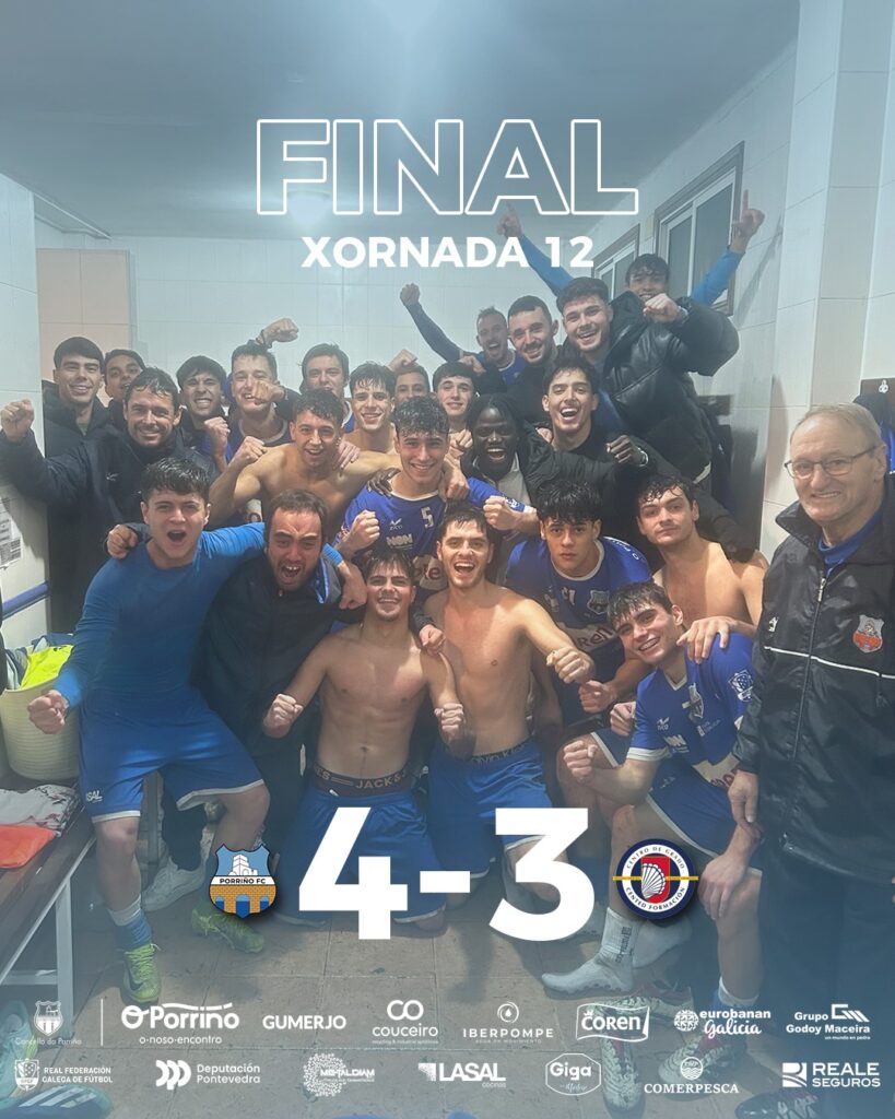 Clasificación Preferente Futgal Galicia Grupo 2 Temporada 2025-2026 37 Victoria y Celebración del Porriño Industrial FC ante el Cented Academy en la Jornada 12 de Preferente