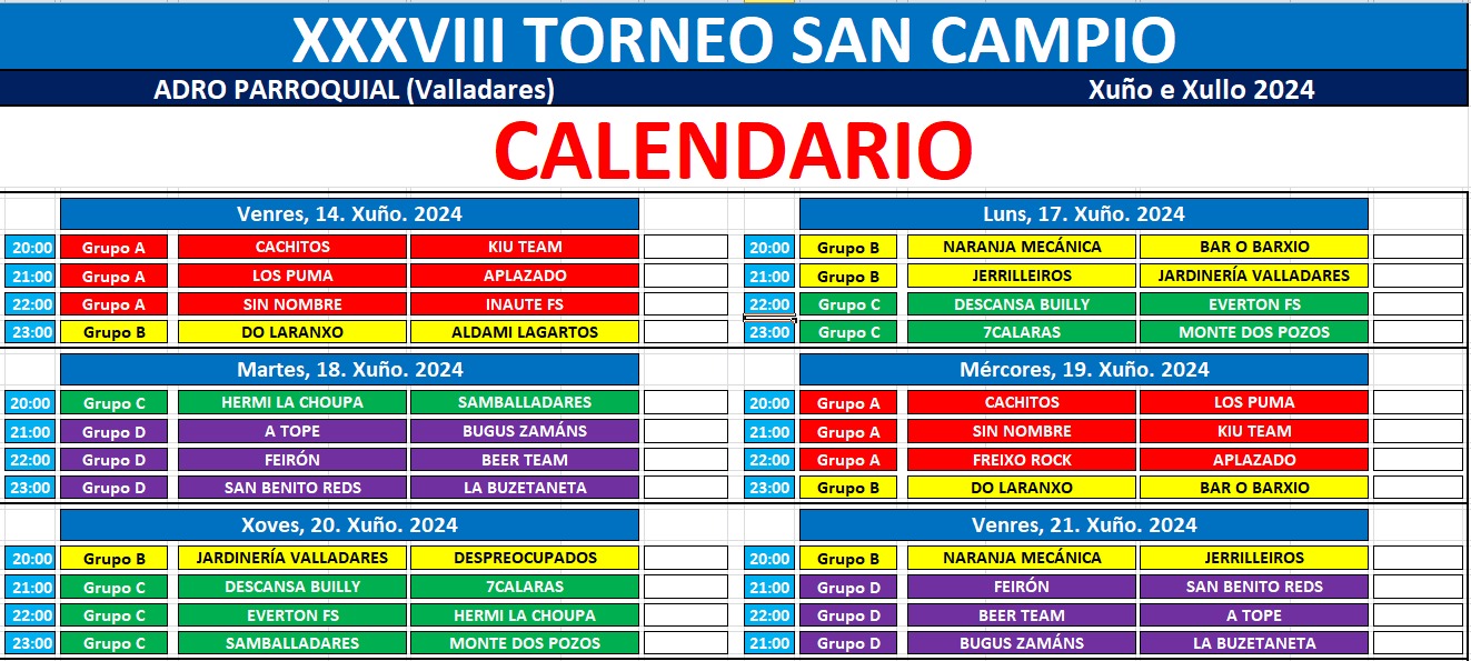 XXXVIII Torneo San Campio en Valladares Programa Oficial